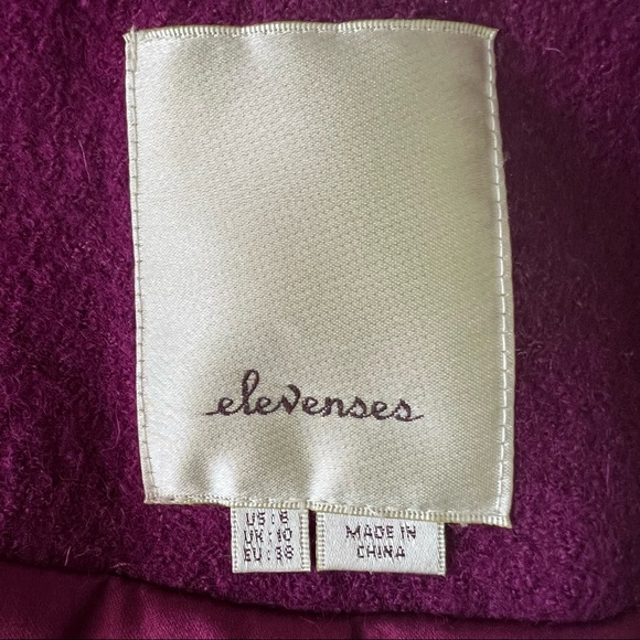 Anthropologie Elevenses Raspberry Peplum Structured Wool Blend Blazer - Picture 9 of 16